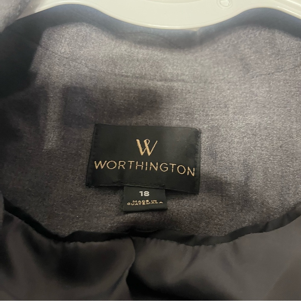 Worthington Size 18 Single Button Career‎ Notched Blazer Jacket Gray Long Sleeve - Picture 3 of 4